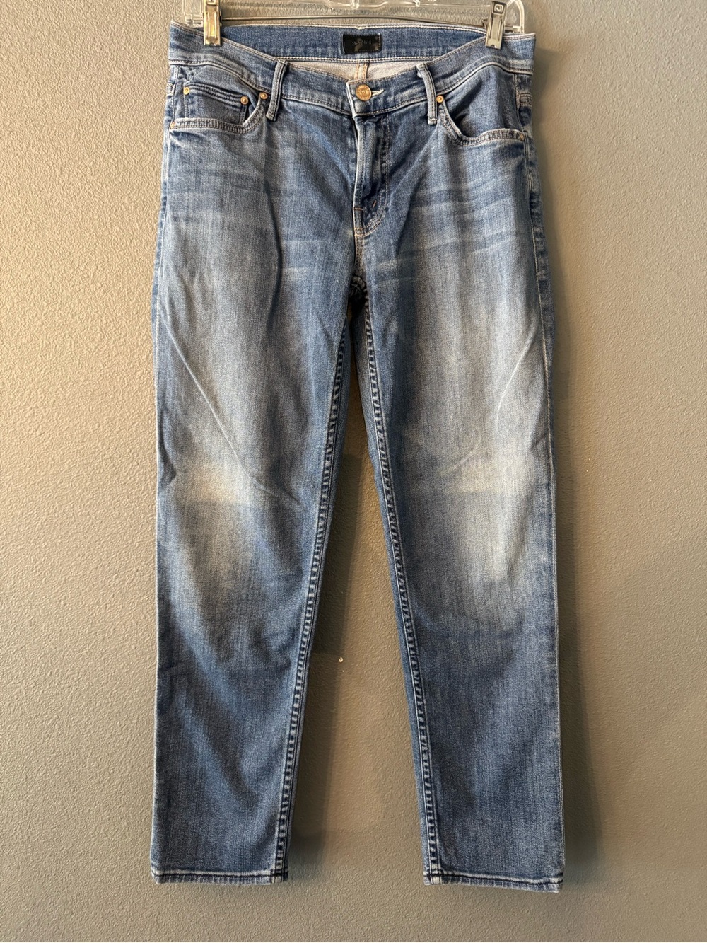 MOTHER The Dropout Jeans 25 Medium Kitty Wash Straight Ankle Denim